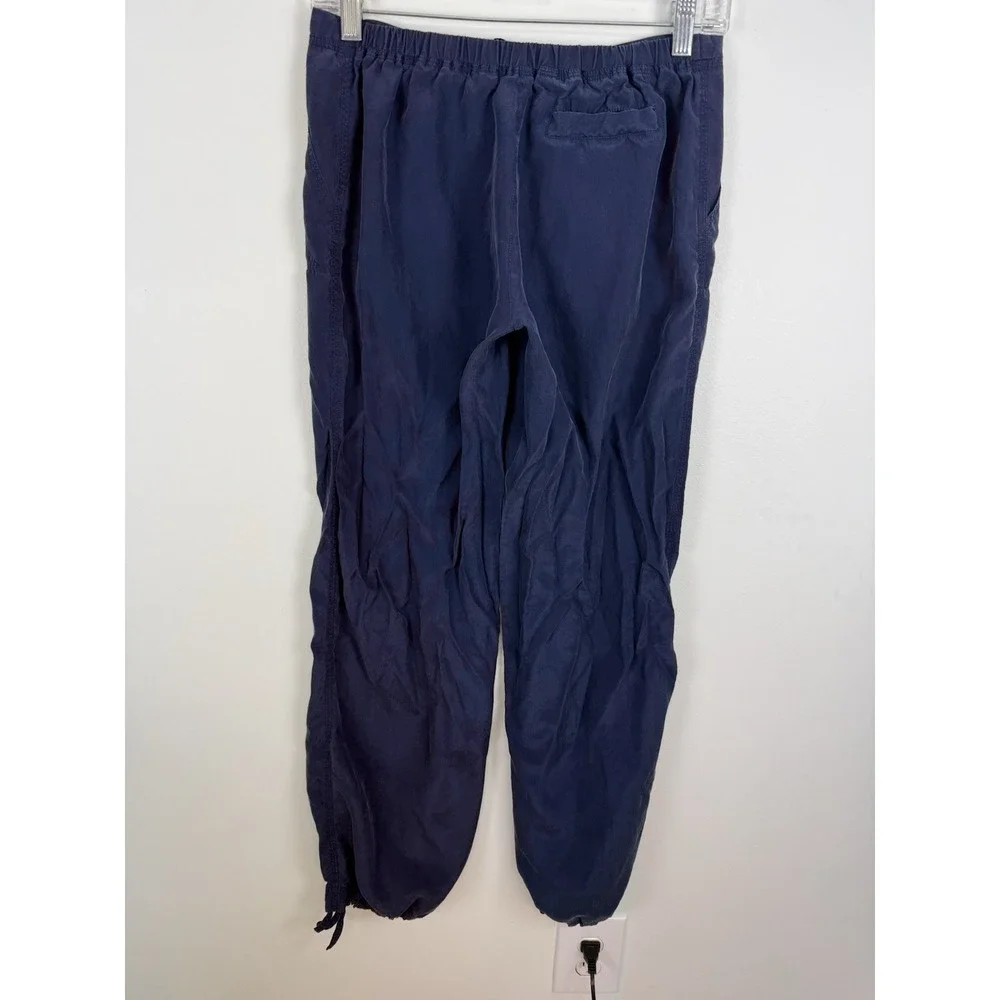 Tommy Bahama Navy Blue 100% Silk Relaxed Fit Loose Mid-rise Jogger Pants Sz XXS